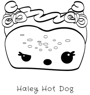 Página para Colorir Haley Hot Dog de Num Noms