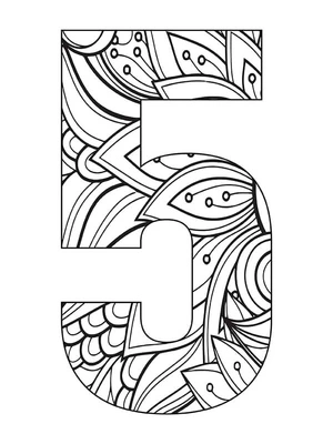 Página para Colorir Mandala Número Cinco