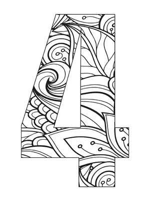 Página para Colorir Mandala Número Quatro