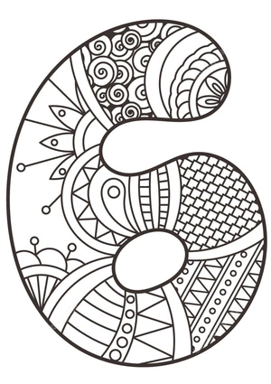 Página para Colorir Mandala Número Seis