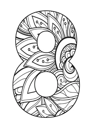 Página para Colorir Mandala com o Número Oito