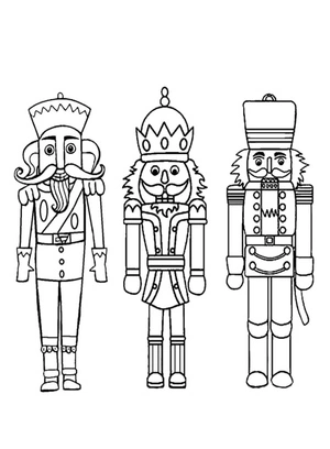 Página para Colorir Três Amigos Quebra-Nozes