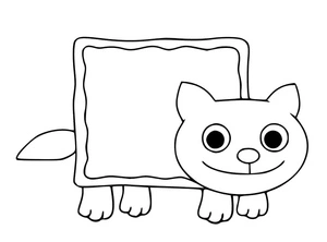 Página para Colorir Gatinha Arco-Íris Alegre