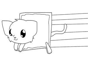 Página para Colorir Página para Colorir do Fofo Gato Nyan para Imprimir
