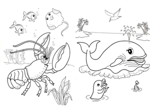 Página para Colorir de Criaturas do Oceano para Imprimir Grátis