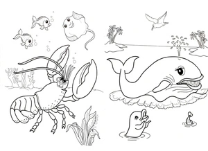 Página para Colorir Página para Colorir de Criaturas do Oceano para Imprimir Grátis