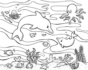 Página para Colorir Criaturas do Oceano