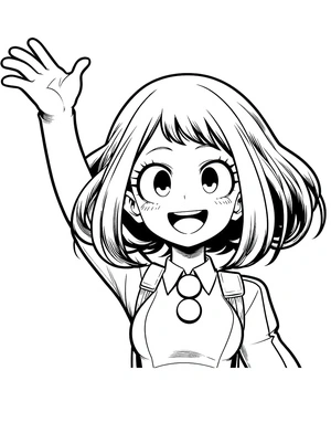 Página para Colorir Amigável Ochako Uraraka
