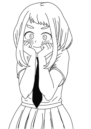 Página para Colorir Ochako Uraraka Tímida