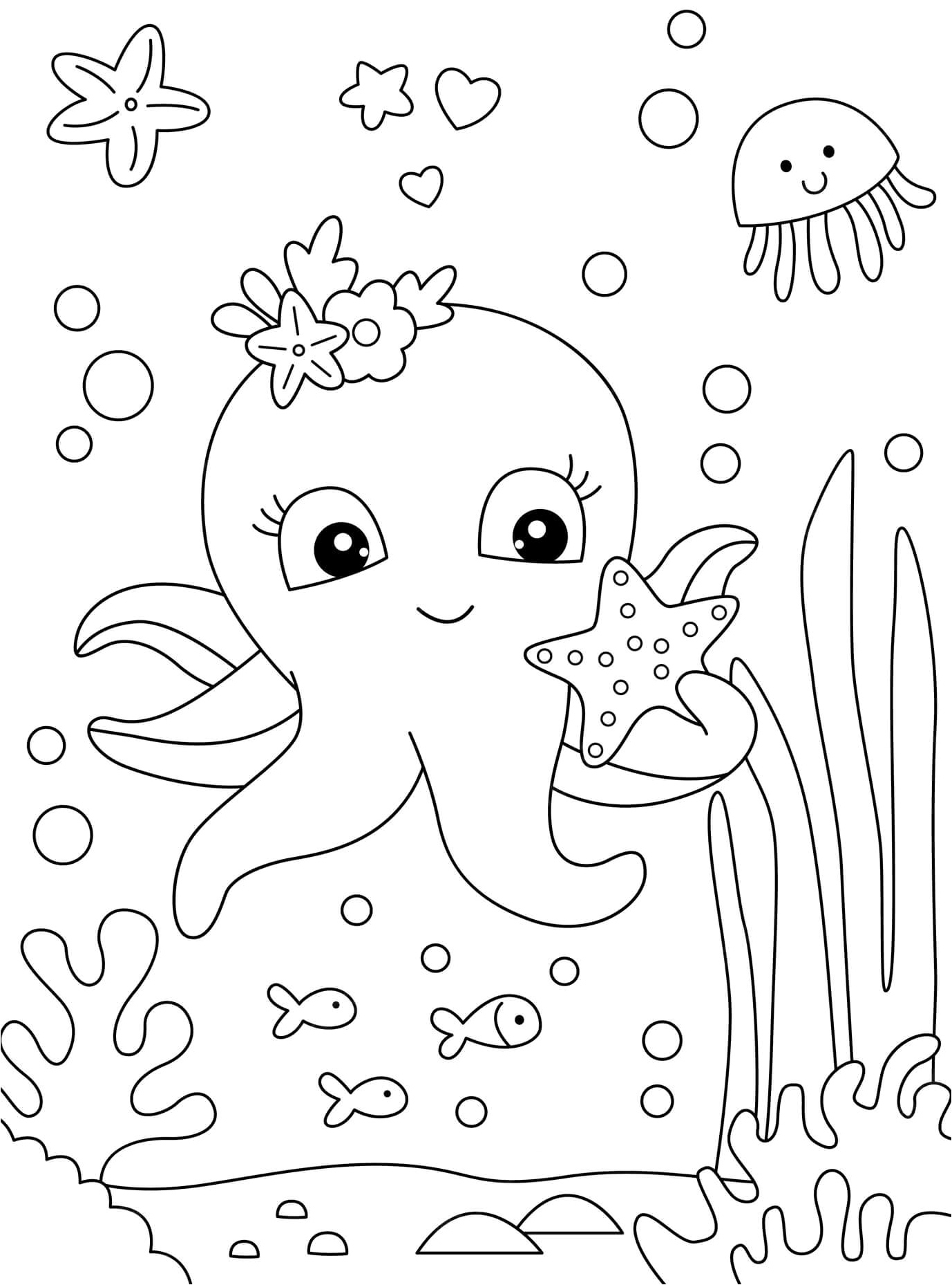 Página para Colorir Página para colorir de polvo com estrela-do-mar