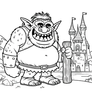 Página para Colorir Castelo e Ogro