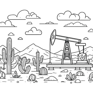Plataforma de Perfuração de Petróleo no Deserto