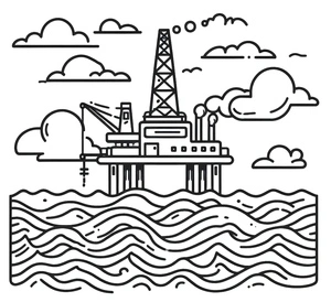 Página para Colorir Plataforma de Perfuração de Petróleo