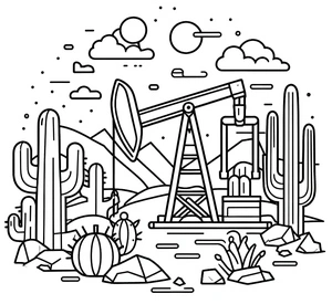 Página para Colorir Aventura na Plataforma de Petróleo