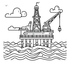 Página para Colorir de Plataforma de Petróleo