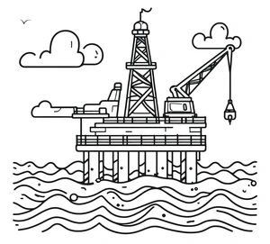 Página para Colorir Página para Colorir de Plataforma de Petróleo