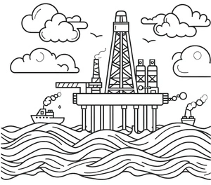 Página para Colorir Página para Colorir Plataforma de Petróleo para Imprimir