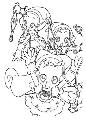 Página para Colorir Personagens adoráveis de Ojamajo Doremi