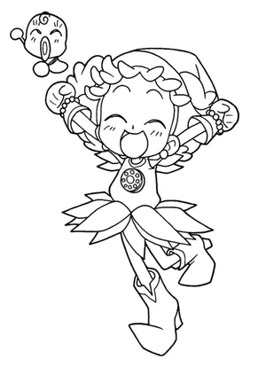 Página para Colorir Ojamajo Doremi Alegre