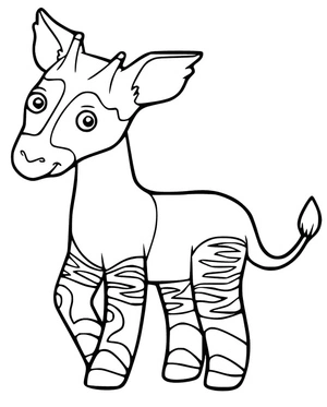 Página para Colorir Okapi Desenho Animado