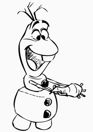 Página para Colorir Olaf Alegre