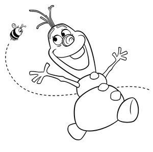 Página para Colorir Olaf e uma Abelha
