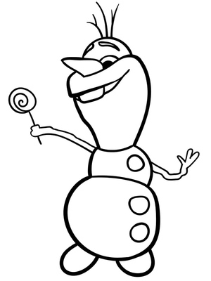 Olaf segurando um pirulito
