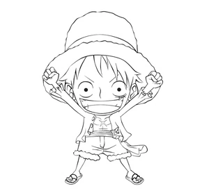 Página para Colorir Página para Colorir do Adorável Chibi Luffy