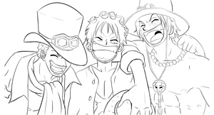 Página para Colorir Página para Colorir: Luffy e Seus Irmãos