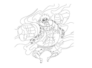 Página para Colorir: Luffy com Gear 5