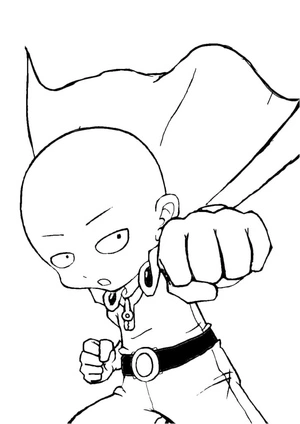 Página para Colorir Chibi Saitama de One Punch Man