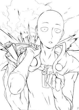 Página para Colorir Saitama Grátis para Imprimir