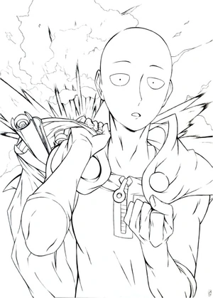 Página para Colorir Página para Colorir Saitama Grátis para Imprimir