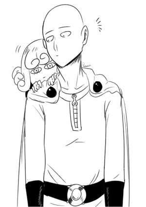 Saitama e Tatsumaki em uma página para colorir