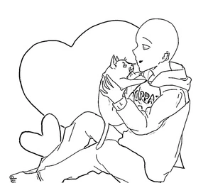 Página para Colorir Saitama e o Gato