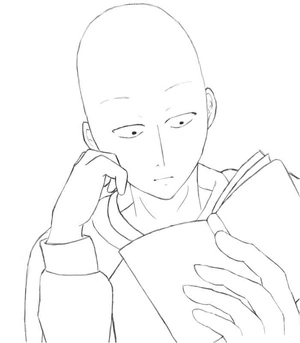 Página para Colorir Saitama Lendo um Livro