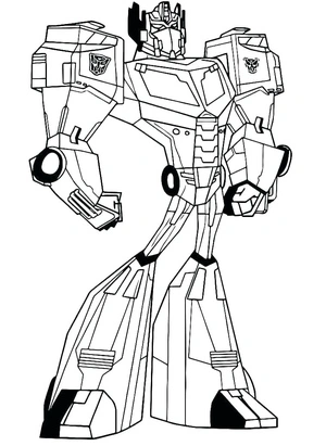 Optimus Prime em pose heroica, página de colorir média Transformers, impressão gratuita