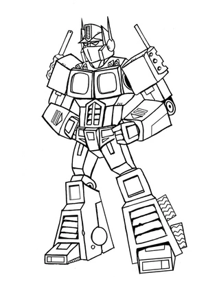 Optimus Prime em pé, página de colorir média Transformers, imprimível gratuita