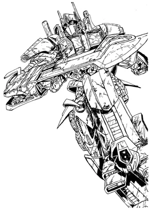 Optimus Prime em ação, página para colorir detalhada de Transformers, download grátis