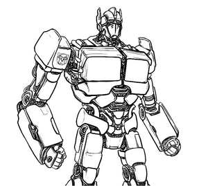 Optimus Prime em pose poderosa, página de colorir detalhada dos Transformers, impressão gratuita