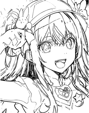 Página para Colorir de Garota de Anime de Oshi No Ko