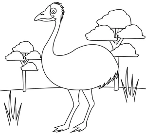 Página para Colorir Emu da Austrália