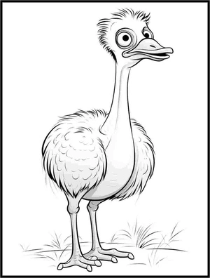 Página para Colorir Avestruz Simples Desenhado à Mão