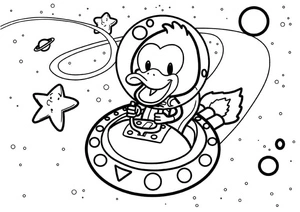 Patinho no espaço, médio espaço sideral coloring page, free printable