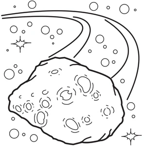 Asteroide flutuando, fácil Espaço Sideral coloring page, free printable
