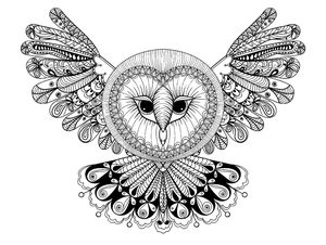 Página para Colorir Mandala Coruja Voadora