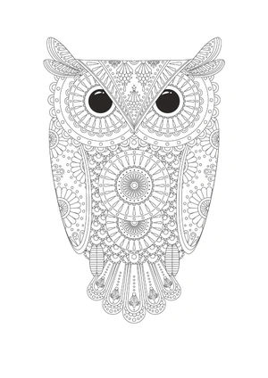 Página para Colorir Mandala com Coruja em Design Simples