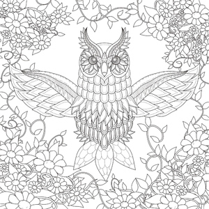 Mandala com Coruja Cercada por Folhas