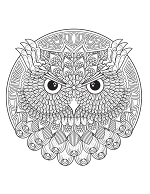 Página para Colorir Mandala com Cabeça de Coruja