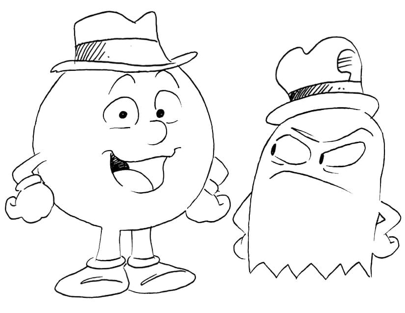 Página para Colorir Pac-Man e Fantasmas